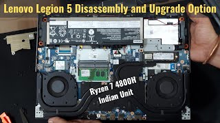 Lenovo Legion 5 disassembly and Upgrade Options RAM SSD HDD and Battery  Ryzen 7 4800H  1650Ti [upl. by Ylahtan]