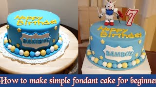 How to make fondant cake for beginners simple fondant cake step by step tutorial  Bake N Roll [upl. by Enamrahc]