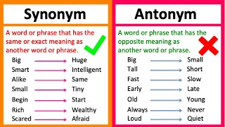 SYNONYM vs ANTONYM 🤔  Whats the difference  Learn with examples [upl. by Skilken878]