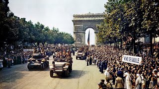 American Troops Liberate Paris  WW2 Film From 1944 HD and Color [upl. by Notlad]