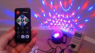 LED flashing light SOUND ACTIVATED Disco Ball REVIEW holiday music game room decoration [upl. by Leffert]