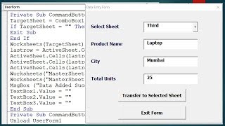 Add Data to Specific Sheet from User Form  Advanced Excel VBA Userform [upl. by Blim]