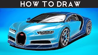 HOW TO DRAW a Bugatti Chiron  Step by Step  drawingpat [upl. by Yrakaz370]