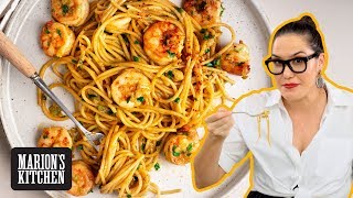 Spicy Garlic Shrimp Spaghetti  Marions Kitchen [upl. by Sidnac]