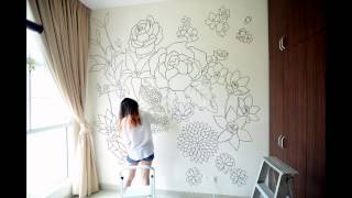 Floral  a sharpie wall mural [upl. by Aikahc282]