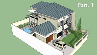 Sketchup tutorial house building Part 1 [upl. by Marigold]