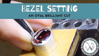 Bezel Setting an Oval Brilliant Cut  Advanced Stone Setting Techniques  Metalsmith Academy [upl. by Januarius]