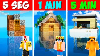 CONSTRUIMOS LA MEJOR CASA MODERNA EN EL AGUA 😂⏰ EN 5 SEGUNDOS VS 1 MIN VS 5 MIN 🏠 MINECRAFT [upl. by Hollis]