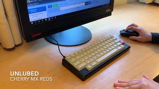 Cherry MX Silent Red Typing Sounds Unlubed vs Lubed [upl. by Redyr]