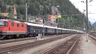 Orient Express Train passes through the Gothard Tunnel Switzerland [upl. by Adelric485]