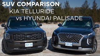 Kia Telluride vs Hyundai Palisade  SUV Comparison  Drivingca [upl. by Cassi]