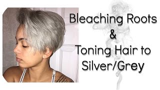 Bleaching Roots amp Toning Hair to Silver  Grey  Wella t14 amp Wella 050 [upl. by Zul]