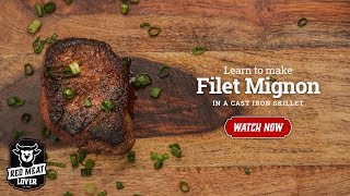 Filet Mignon Steak in Cast Iron Skillet  EASY STEAK RECIPE [upl. by Ellehcal]