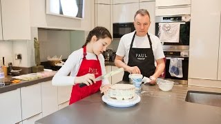 Preparing a cake for covering with fondant icing [upl. by Yrnehnhoj409]