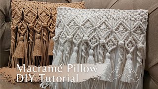 Macramé Pillow  Cushion Tutorial DIY  Makrome Yastık Yapılışı  Macrame Kussen Tutorial [upl. by Jerusalem]