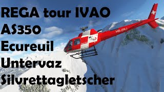 REGA Ecureuil AS350 Airbus H125 Untervaz IVAO rescue mission Silvrettagletscher Silvrettahütte noATC [upl. by Julianne]