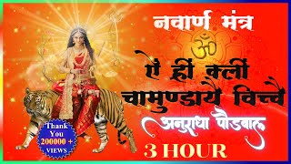 नवार्ण मन्त्र ॐ ऐं ह्रीं क्लीं चामुंडाये विच्चे Navarna Mantra 3 Hr  Anuradha Paudwal [upl. by Eadnus991]