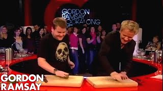 James Corden Tells Gordon Jamie Oliver Taught Him To Cook  Gordon Ramsay [upl. by Nelram]