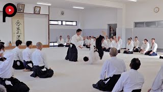 【 合気道 】AIKIDO  Dojo master Mitsuteru Ueshibas demonstration [upl. by Vivl871]