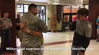 Military Dad Surprises Son amp Daughter at DIberville High [upl. by Enywtna]