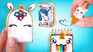 🦄DIY Útiles escolares en miniatura de UNICORNIO [upl. by Llehcnom]