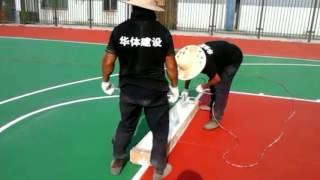 How to install the wet pour EPDM rubber surface of Basketball court Tennis court [upl. by Oicneconi315]