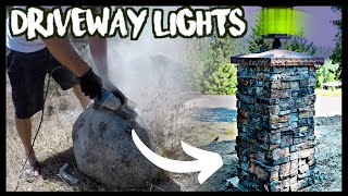 HOW TO BUILD STONE COLUMN DRIVEWAY LIGHTS START TO FINISH [upl. by Gwennie]