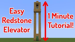 Minecraft SIMPLEST Redstone Elevator 1 Minute Tutorial [upl. by Resee]