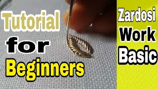 zardosi work for beginners  Hand Embroidery  zardozi  Aari Work [upl. by Ecirtra]