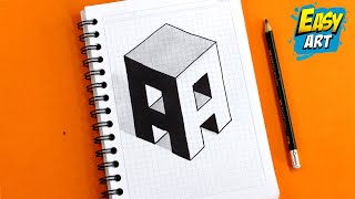 🟥 Dibujos 3D 😋 Como Dibujar LETRAS en 3D  letra A   How to Draw 3D Letters A  Easy Art [upl. by Slrahc323]