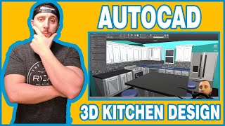 AUTOCAD 2020  3D KITCHEN AND CABINET DESIGN PART 1 [upl. by Jamnis340]