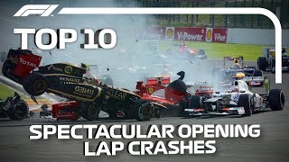 Top 10 Spectacular Opening Lap Crashes in F1 [upl. by Allegra]