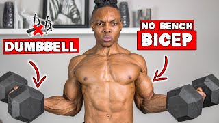 DUMBBELL ONLY BICEP WORKOUT AT HOME  NO BENCH NEEDED [upl. by Barnes]