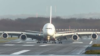 AIRBUS A380 vs BOEING 747  Landing  Departure  Which one do you like more 4k [upl. by Ahsieker354]