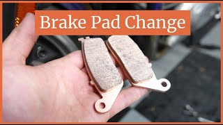 How to Change Front Brake Pads Triumph Bonneville SE Scrambler Thruxton Motorcycle [upl. by Enyrb351]