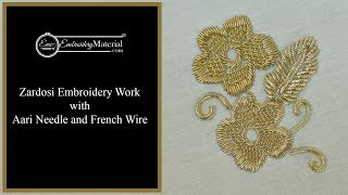 Learn how to do Zardosi Embroidery Work with Aari Needle and French Wire  Tutorial  3 [upl. by Ahael]