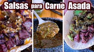 SALSAS para CARNE ASADA  3 Recetas  TOQUE Y SAZON [upl. by Birgitta419]