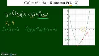 Ligning for tangent igennem et bestemt punkt [upl. by Eveleen397]