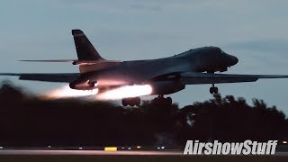 B1 Lancer Night Afterburner Takeoff and Spiral Climb  EAA AirVenture Oshkosh 2018 [upl. by Sabella]