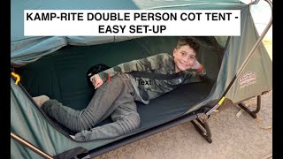 KampRite Double Tent Cot  Unboxing Setup amp Take down  Sept 2020 [upl. by Bluh568]