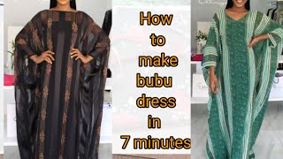 How to cut and sew bubu kaftan dress in 7 minutes Nelostitches [upl. by Shermie]