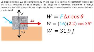 Física  Trabajo con fuerza constante  Ejemplo 1 [upl. by Senecal]