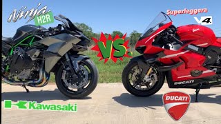 Ducati V4 Superleggera vs Kawasaki ninja H2R  Roll race 60 to  YES this is an H2R 🤯 [upl. by Alcina]