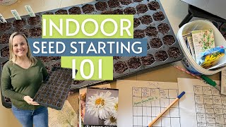 INDOOR SEED STARTING GUIDE FOR BEGINNERS  soil trays sowing watering lighting basics [upl. by Prissie]