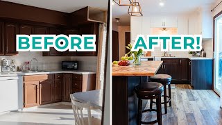 DIY Kitchen Renovation with incredible BEFORE amp AFTER makeover  The DIY Mommy [upl. by Naesad]