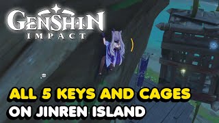 All 5 Key amp Cage Locations On Jinren Island In Genshin Impact Inazuma [upl. by Laeira]