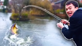 CRAZY fishing action at the village pond [upl. by Eahsal]