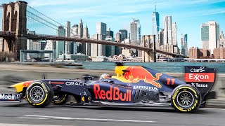 Sergio Perez Drives F1 Car Through New York City [upl. by Sirraf865]