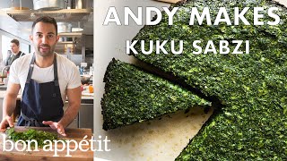 Andy Makes Kuku Sabzi Persian Frittata  From the Test Kitchen  Bon Appétit [upl. by Nilyak902]