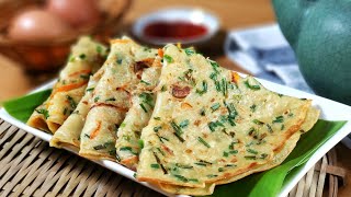 Traditional Chives Chinese Pancake  Savory Crepe🧡 古早味煎韭菜麵粉糕 My Lovely Recipes [upl. by Attelrahc]